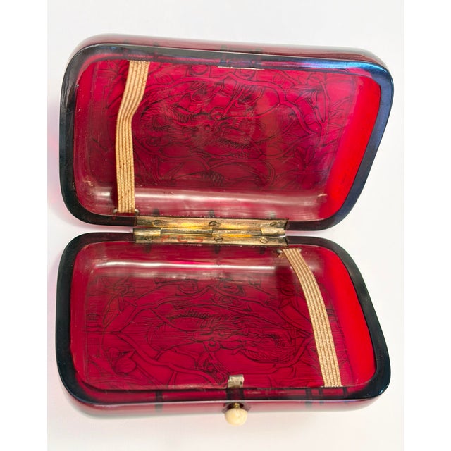 Beautiful Antique Chinese Red Resin Dragon Cigarette Case For Sale - Image 4 of 7