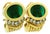 1980s GWK 18k Gold Chrysoprase Intaglio Diamond Earrings, Pair For Sale