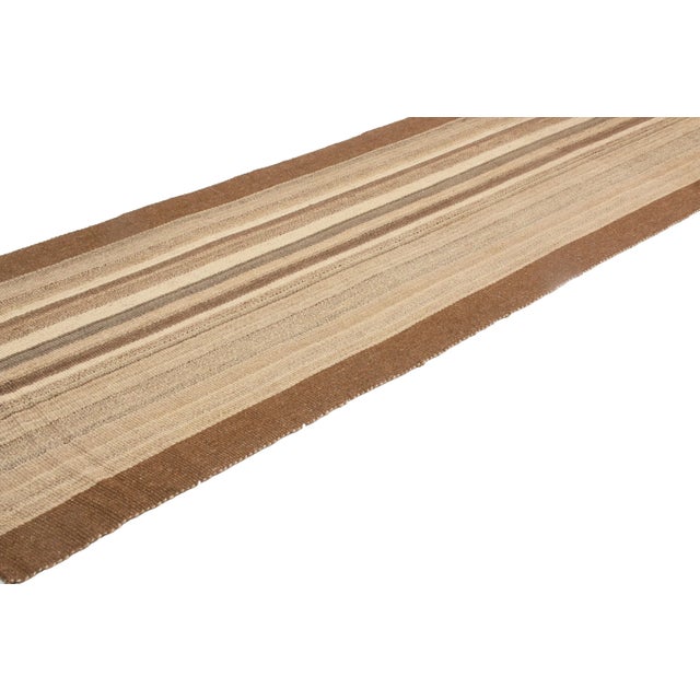 Contemporary Antique Persian Brown and Beige Wool Kilim Runner For Sale - Image 3 of 6