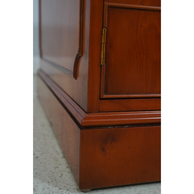 English Yew Wood Brown Leather Top 3 Part Desk For Sale - Image 11 of 18