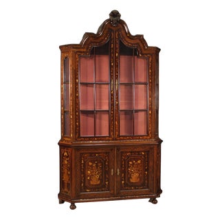 Vintage Dutch Inlaid Display Cabinet, 1970 For Sale