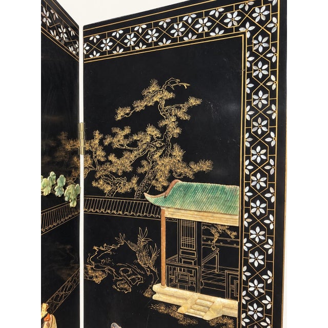 For your consideration is a stunning, authentic mid-to-late 20th-century Chinese 4-panel folding room divider screen. This...