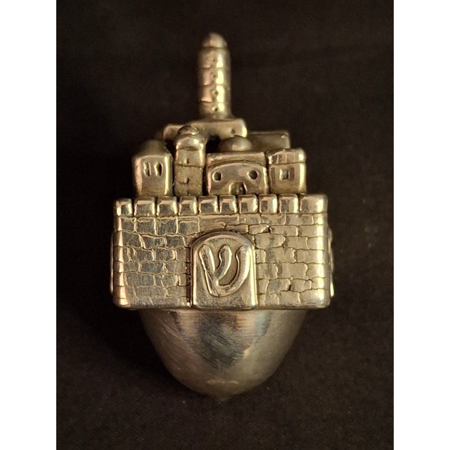 Vintage Sterling Silver 925 Jerusalem Cityscape Dreidel Sevivon Judaica 40g For Sale - Image 10 of 15