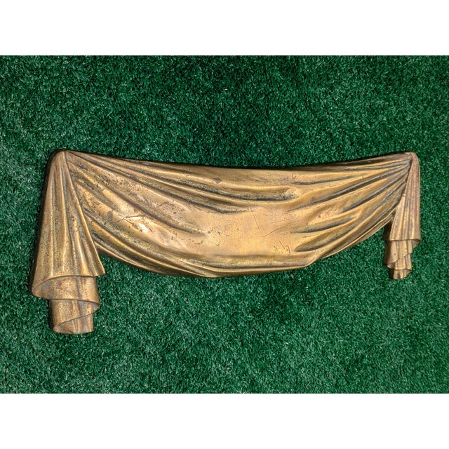 Trompe Loleil Solid Brass Draped Swag Decorative Wall Pediment For Sale - Image 4 of 14