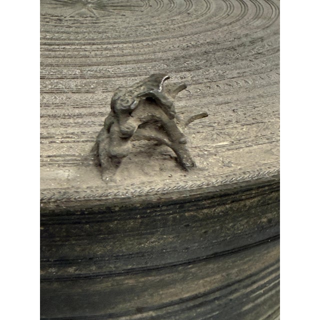 Early 20th Century Early 20th Century Pair of Southeast Asian Bronze Rain Drums with Great Patina For Sale - Image 5 of 18