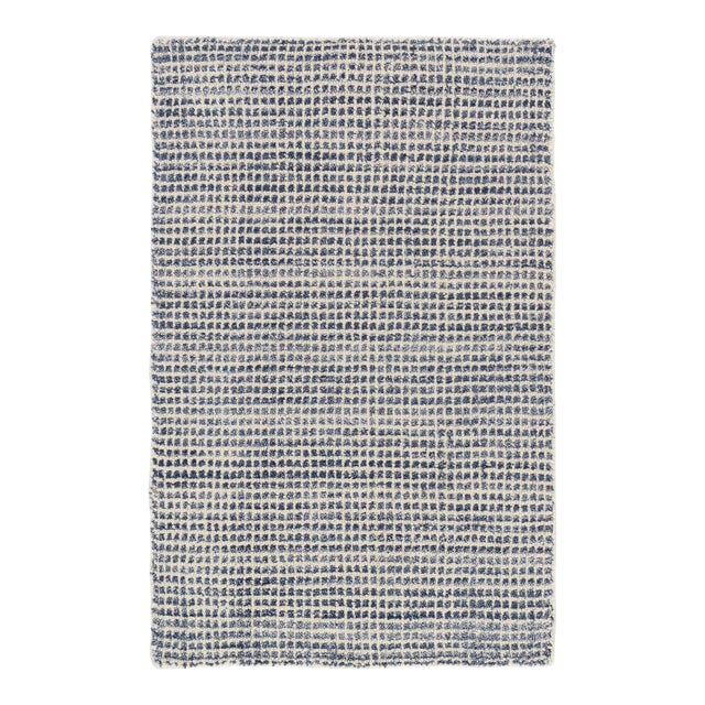 Dash & Albert by Annie Selke Homer Blue Loom Knotted Wool/Viscose Rug, 5' x 8' For Sale
