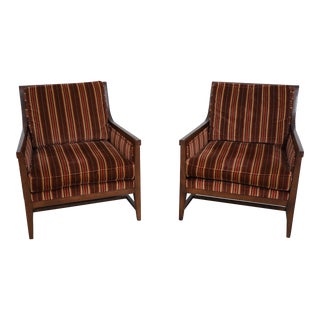 Pair Henredon Modern Design Upholstered Parlor Chairs For Sale