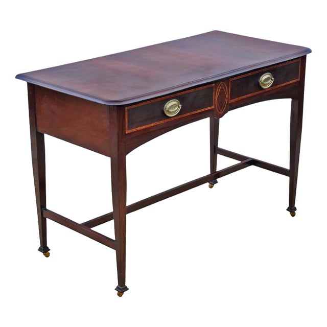 Antique Inlaid Mahogany Writing Desk or Dressing Table, 1900s For Sale