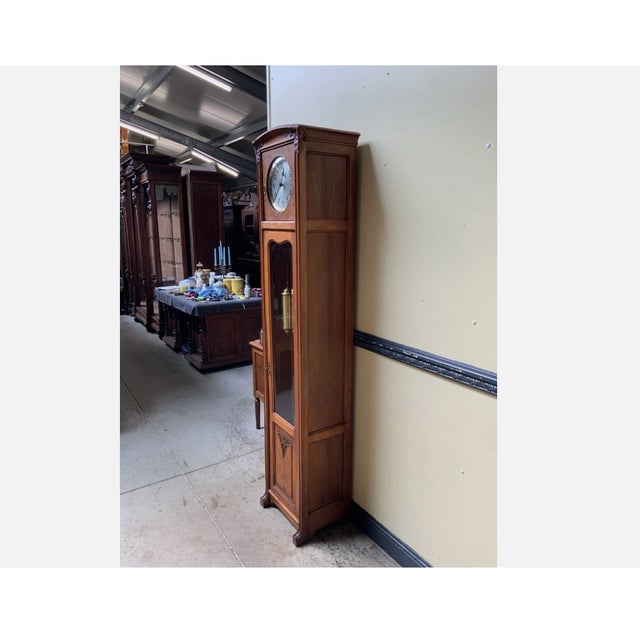 Wood Antique Buffet with Sideboard and Grandfather Clock and Table and Chairs, 1890s, Set of 6 For Sale - Image 7 of 18