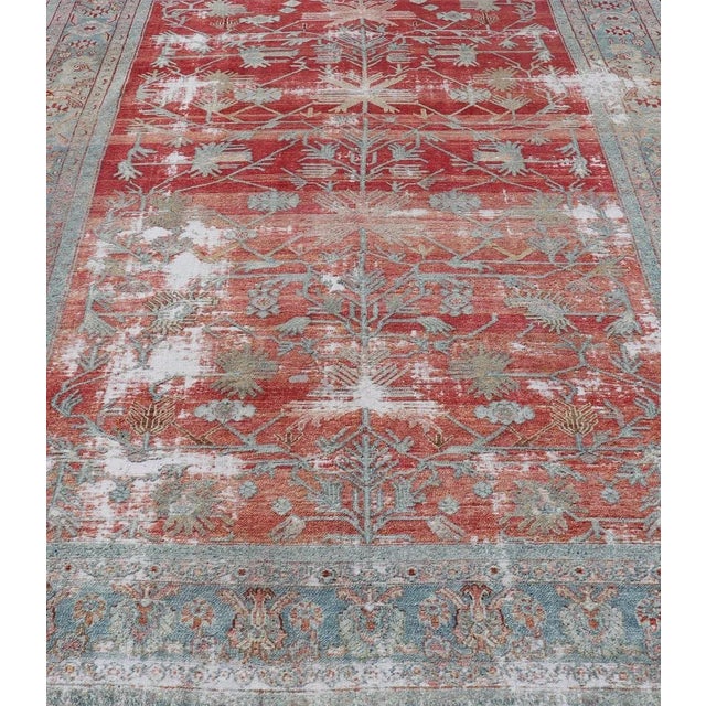 Traditional Early 20th Century Antique Hand-Knotted Persian Bibikabad Rug in Wool With Unique Medallions For Sale - Image 3 of 13
