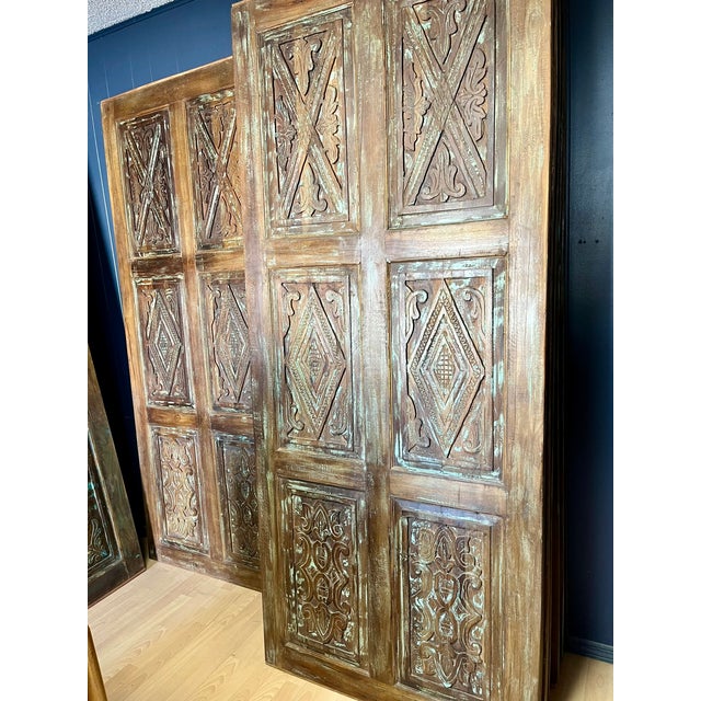 Antique Hand-Carved Wooden Door, Reclaimed Farmhouse Barn Door 84x36 For Sale In Orlando - Image 6 of 6
