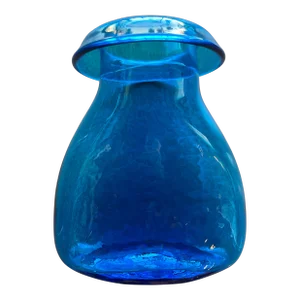 1970s Blenko Joel Philip Myers Rolled Rim Lip Textured Blue Glass Vase