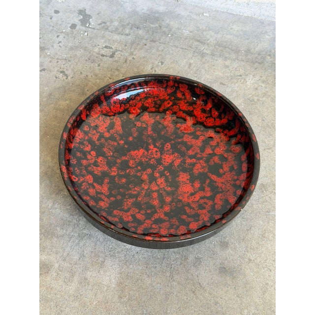 Mid-Century Modern Red Fat Lava Glaze Ceramic Plate 1960s For Sale - Image 9 of 10
