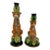2 Vntage Porcelain Jungle Cat Candlestick Holder Leopard Cheetah For Sale