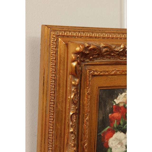 1990s Jully Minno Framed Oil Painting, Rose Bouquet For Sale - Image 5 of 12