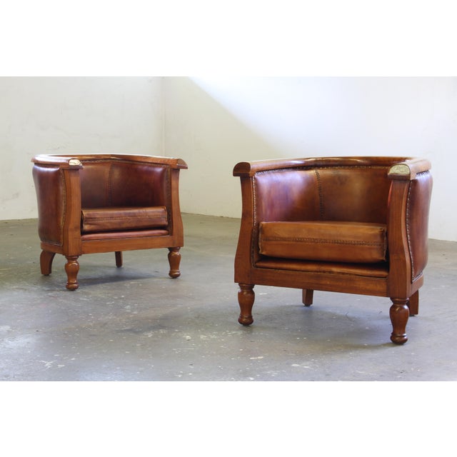 Vintage Leather Club Chairs, 1920s, Set of 2 For Sale - Image 6 of 15