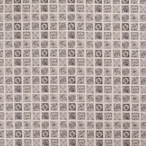 Tunisian Tile Small Print on Natural Linen Fabric