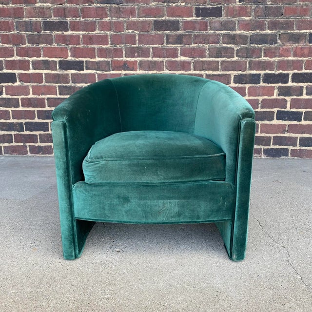 The upholstery job is unreal. The green velvet club chair by comfort craft does not come up often. The chair is tagged on...