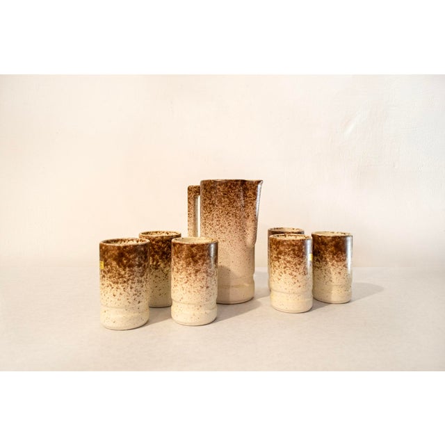 Carafe with Glasses by Albino Reggiori for Società Italiana Ceramica Laveno, 1970s, Set of 7 For Sale - Image 6 of 6