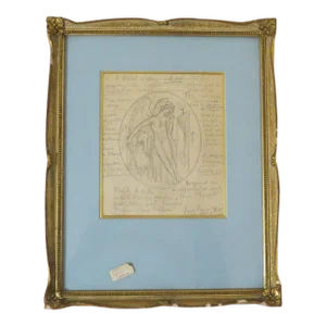 1930s Ozias Leduc Pencil Drawing Study of "Exode Xii" With Artist Notations