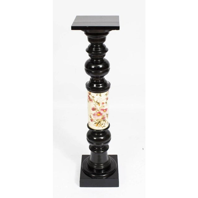 19th Century Ebonised & Porcelain Pedestals, Set of 2 For Sale - Image 3 of 10