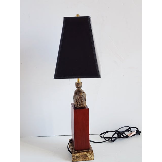 Vintage Bombay Company Elephant Motif Gilded Table Lamp For Sale - Image 4 of 13