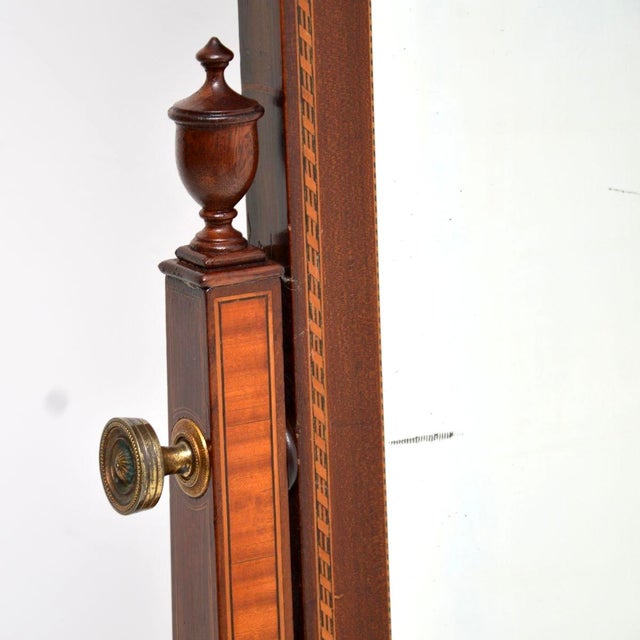 Wood Antique Edwardian Cheval Mirror, 1900s For Sale - Image 7 of 11