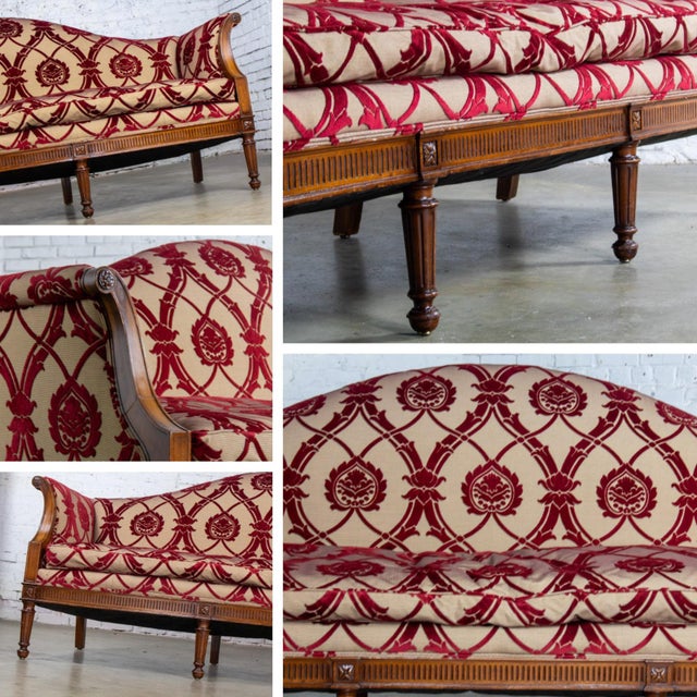 Wood Late 19th to Early 20th Century Louis XVI Camel Back Sofa Directoire Style in Gaston Y Daniela Fabric For Sale - Image 7 of 18