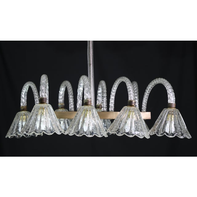 1940sMuseal 8 Light Art Decò Barovier E Toso Chandelier, Murano "Bubble" Glass For Sale - Image 6 of 14