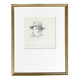 1977 Priscilla Treacy "Hommage À Rembrandt" Framed Original Pencil Portrait Study For Sale