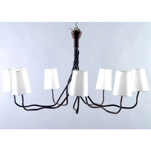 Metal Extra Large Seven-Light Hand-Wrought Iron Chandelier For Sale - Image 7 of 12