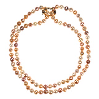 Ajd 37 Inch Multi Color Freshwater Pearl Necklace For Sale