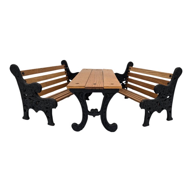 Vintage 1990's Byers Choice Benches and Picnic Table For Sale