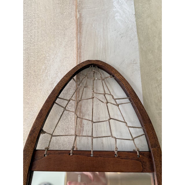 Brown Vintage Snowshoe Mirror Wall Shelf For Sale - Image 8 of 12