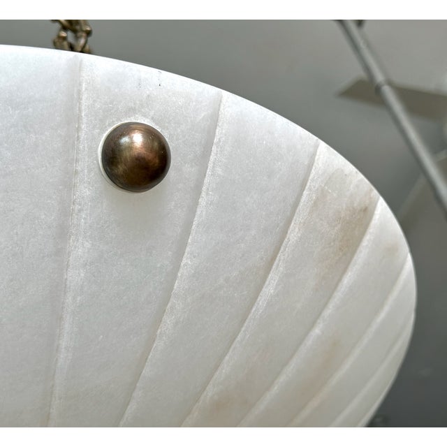 Vintage Directoire Style French Alabaster Pendant Chandelier For Sale - Image 13 of 17