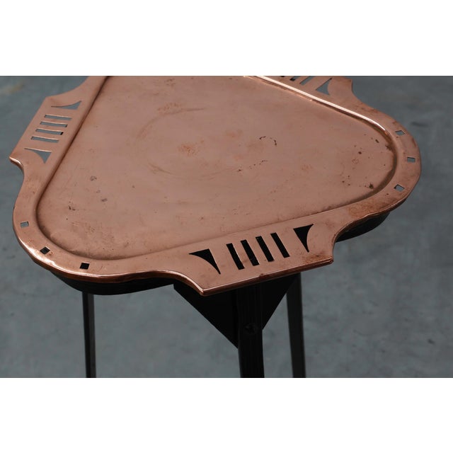 Art Nouveau Console in Metal with Copper Plate in the style of Gustave Surrurier Bovy, 1890s For Sale - Image 12 of 15