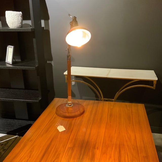 Wood and metal Linley desk lamp, with metal shade. From Linley family brands