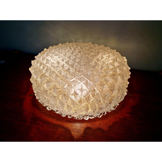 Gold Large Ceiling Light in Brass and Frosted Glass from Hillebrand Lightning, 1970s For Sale - Image 8 of 17