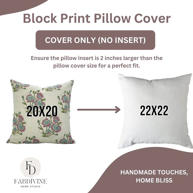 Not Yet Made - Made To Order Fabdivine Indian Block Print Cushion Cover 14x14 Inch Pure Linen- Sandhya Pushp For Sale - Image 5 of 5