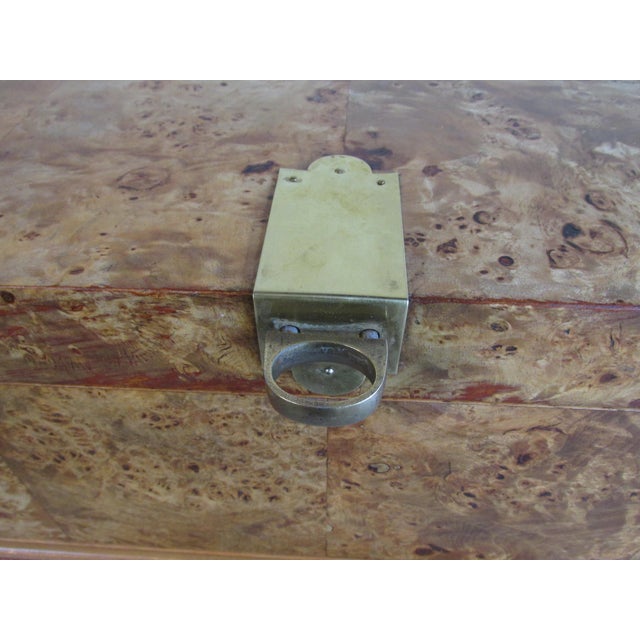 Wood Vintage English Style Hinged Top Burlwood Box on Stand For Sale - Image 7 of 15