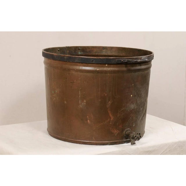 Vintage French Large Copper Kitchen Pot With Handles, Spout and Lovely Patina For Sale - Image 4 of 10