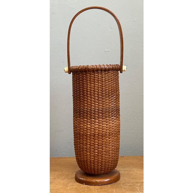 Vintage Shaker Tall Woven Rattan Basket For Sale - Image 10 of 18