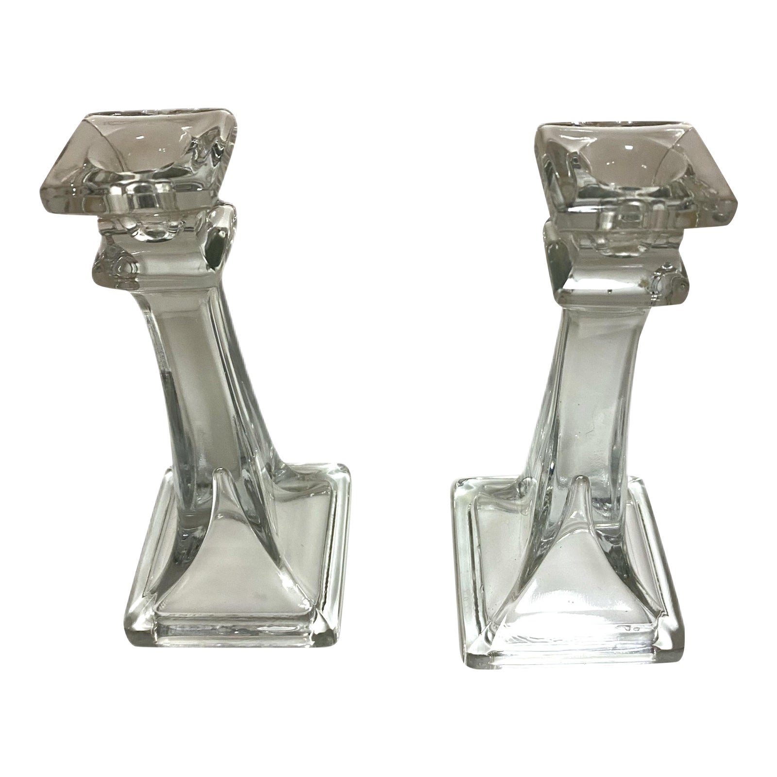 Vintage Pressed Glass Candle Holders a Pair Chairish