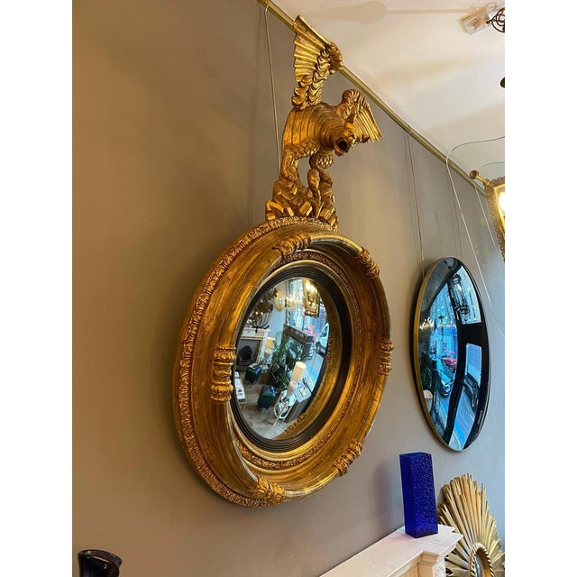 Antique English Regency Gilt Convex Mirror, 1810 For Sale - Image 15 of 18