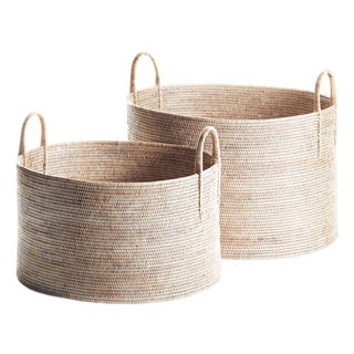 Burma Rattan Hampers With Handles, Set Of 2 For Sale