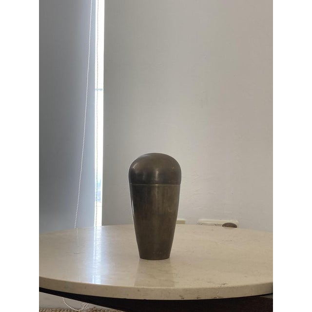 Bauhaus Lidded Brass Jar, 1930s For Sale - Image 9 of 11