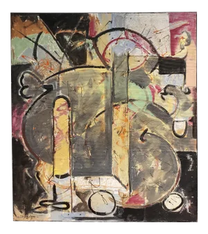 Multi Media Abstract Painting by Artist Jacques Lamy