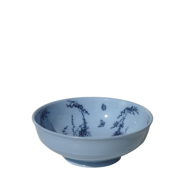 Victorian Large Bowl Brown Westhead Moore & Co. England, 19th Century Majolica with Blue Decoration Excellent condiction...