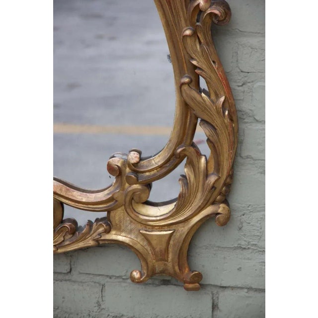 Wood 19th Century Italian Rococo Giltwood Mirror With Acanthus Design For Sale - Image 7 of 7