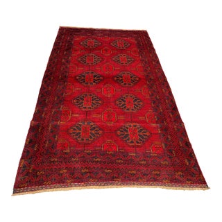 Vintage Afghan Baluchi Red Rug With Geometric Medallion Rug For Sale